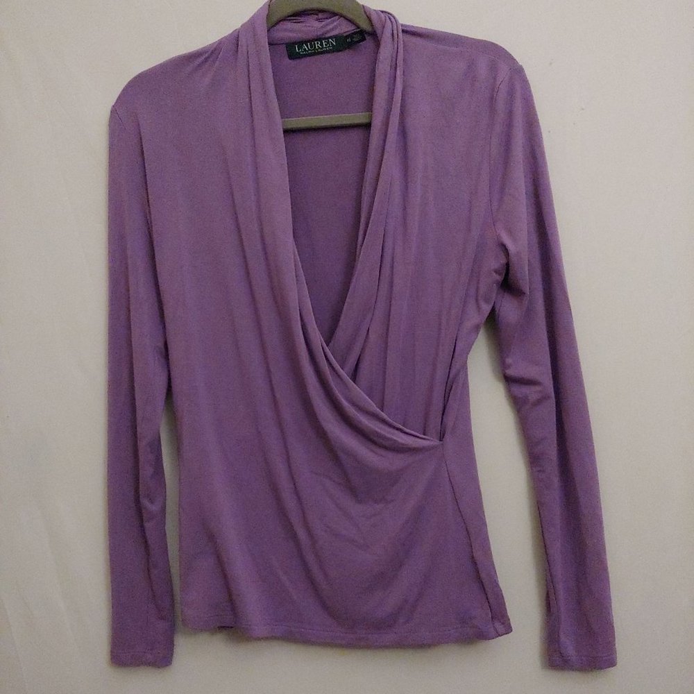 Ralph Lauren Lilac Faux Wrap Long Sleeve Shirt PS - Picture 1 of 11